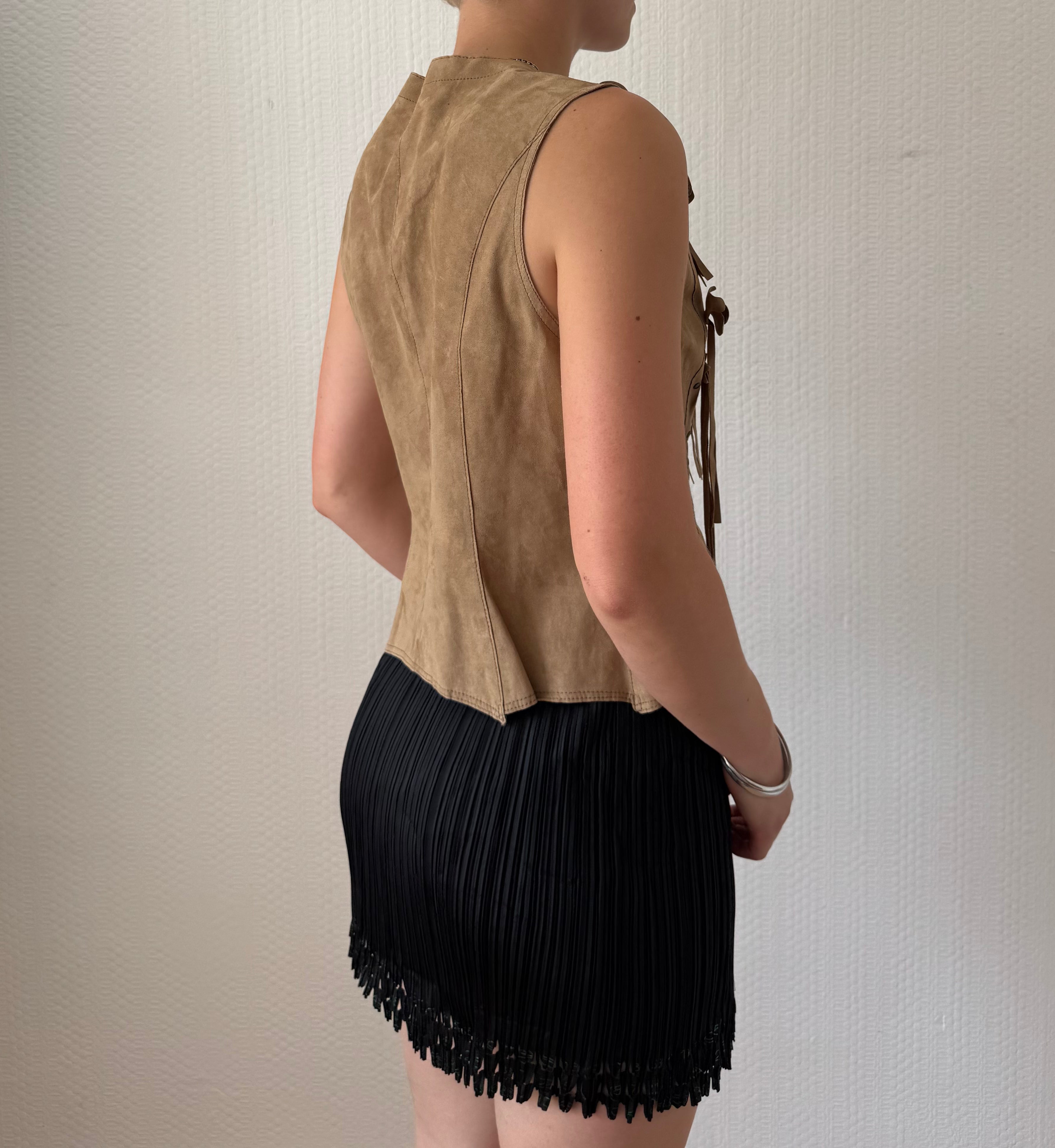 Suede Flower Detail Vest