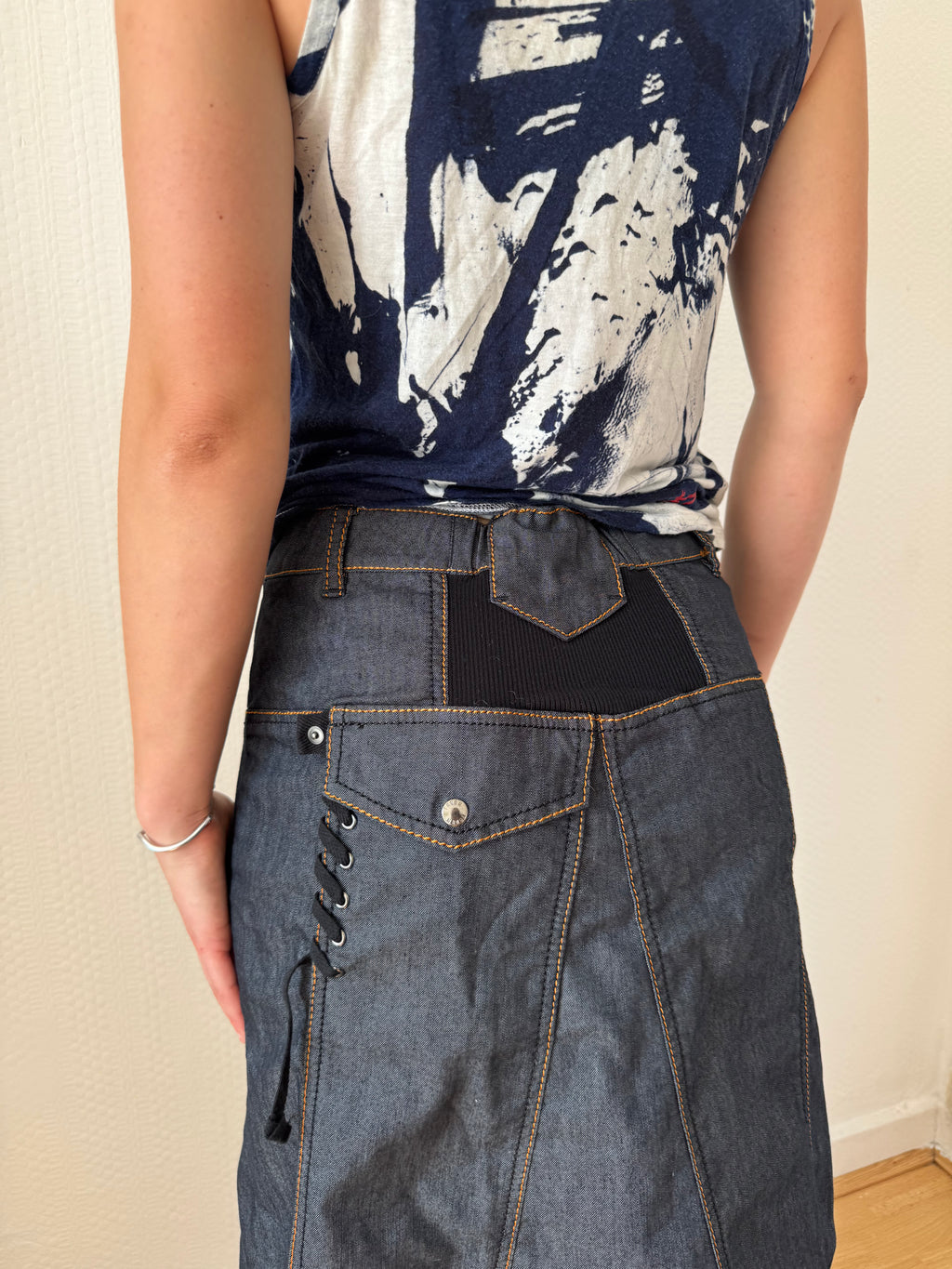 Denim Effect Maxi Skirt