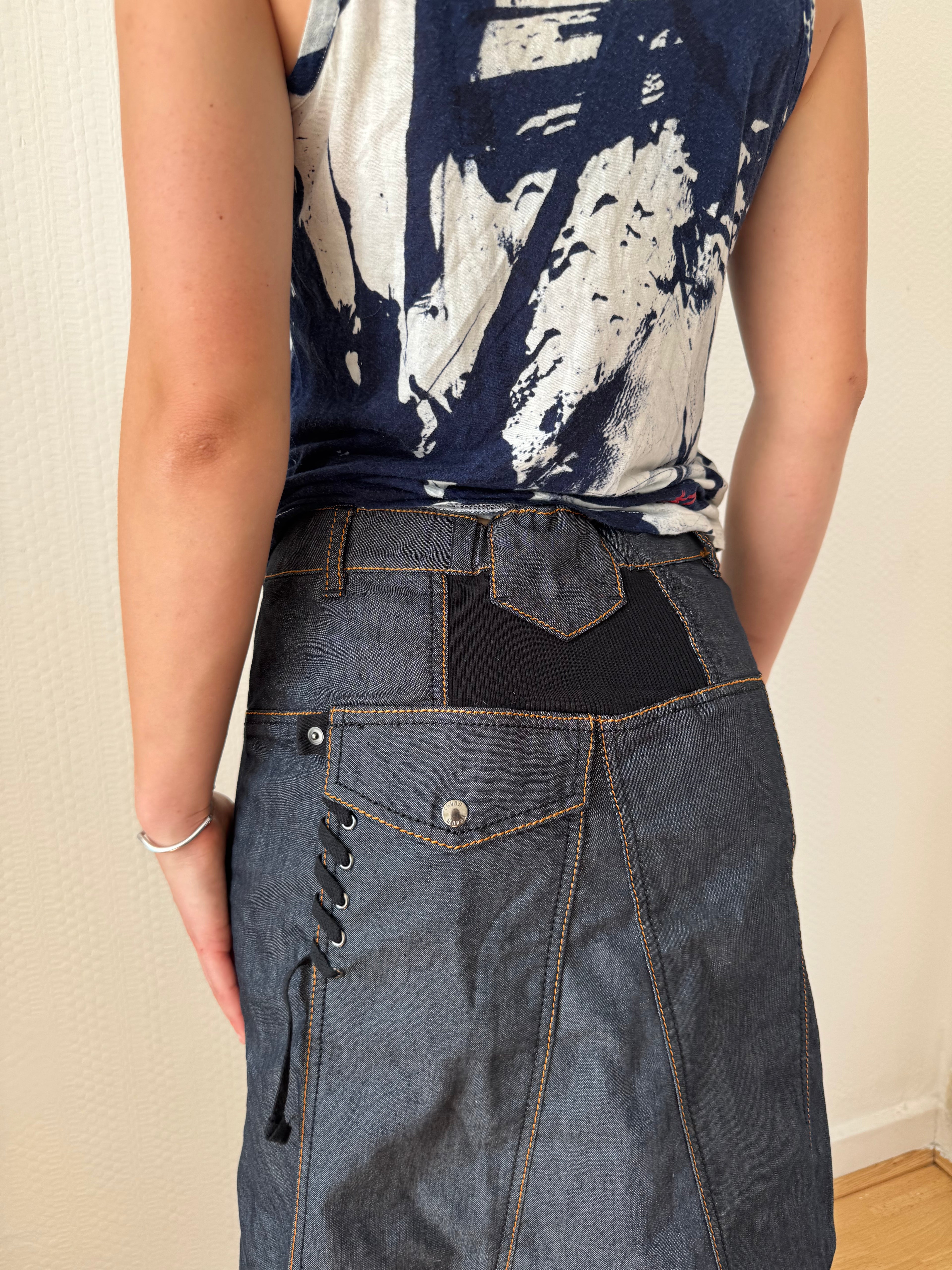 Denim Effect Maxi Skirt