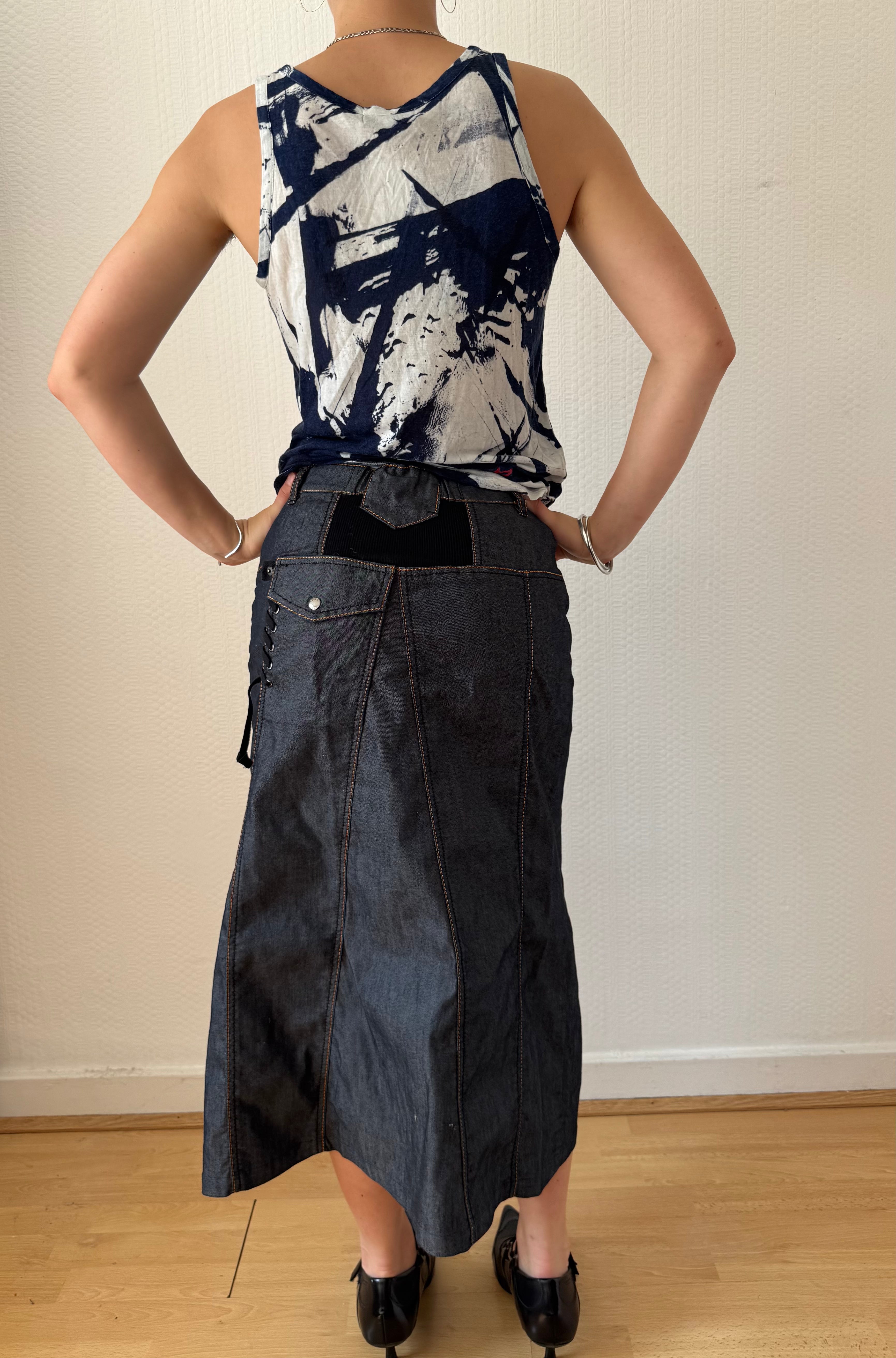 Denim Effect Maxi Skirt