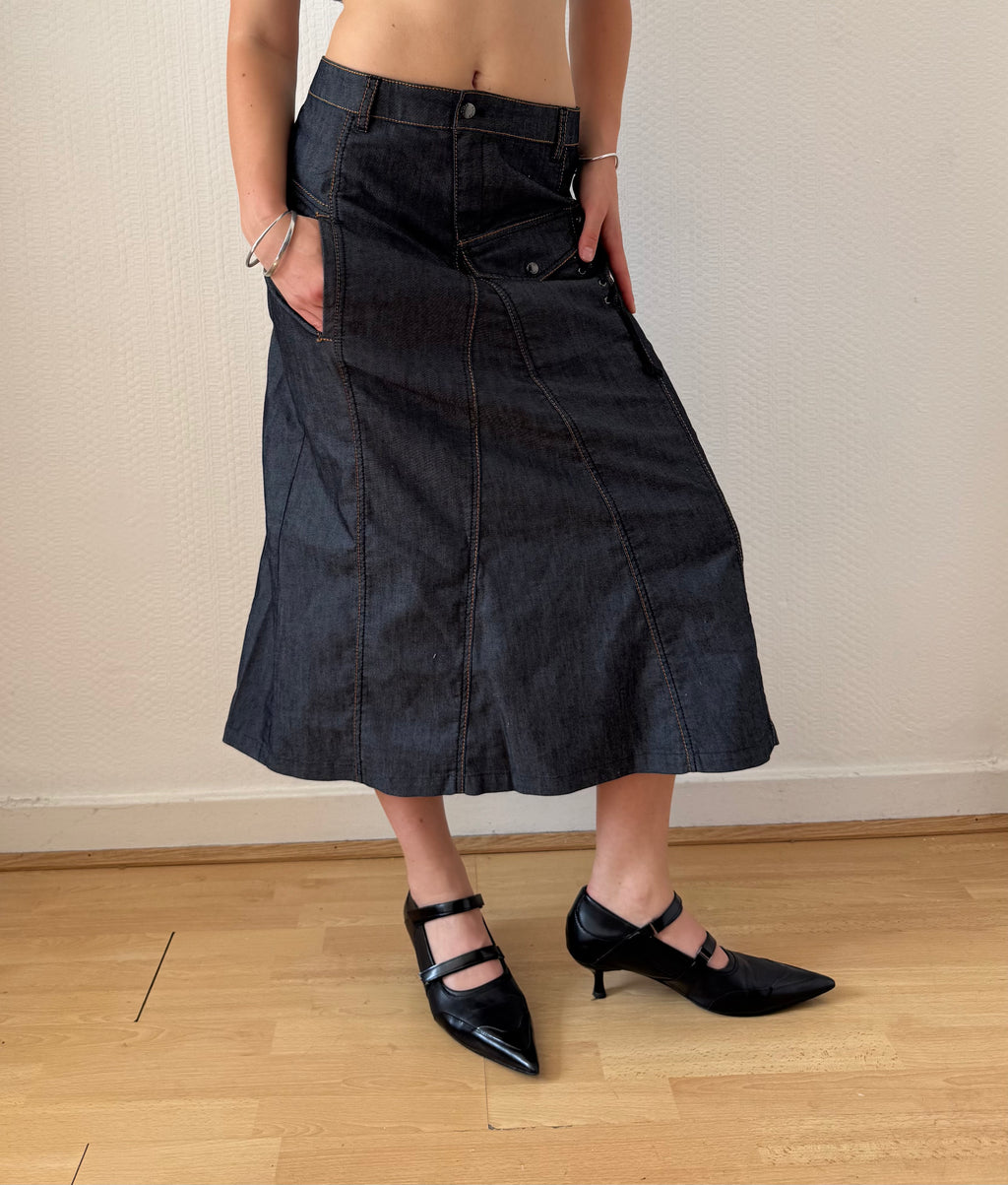 Denim Effect Maxi Skirt