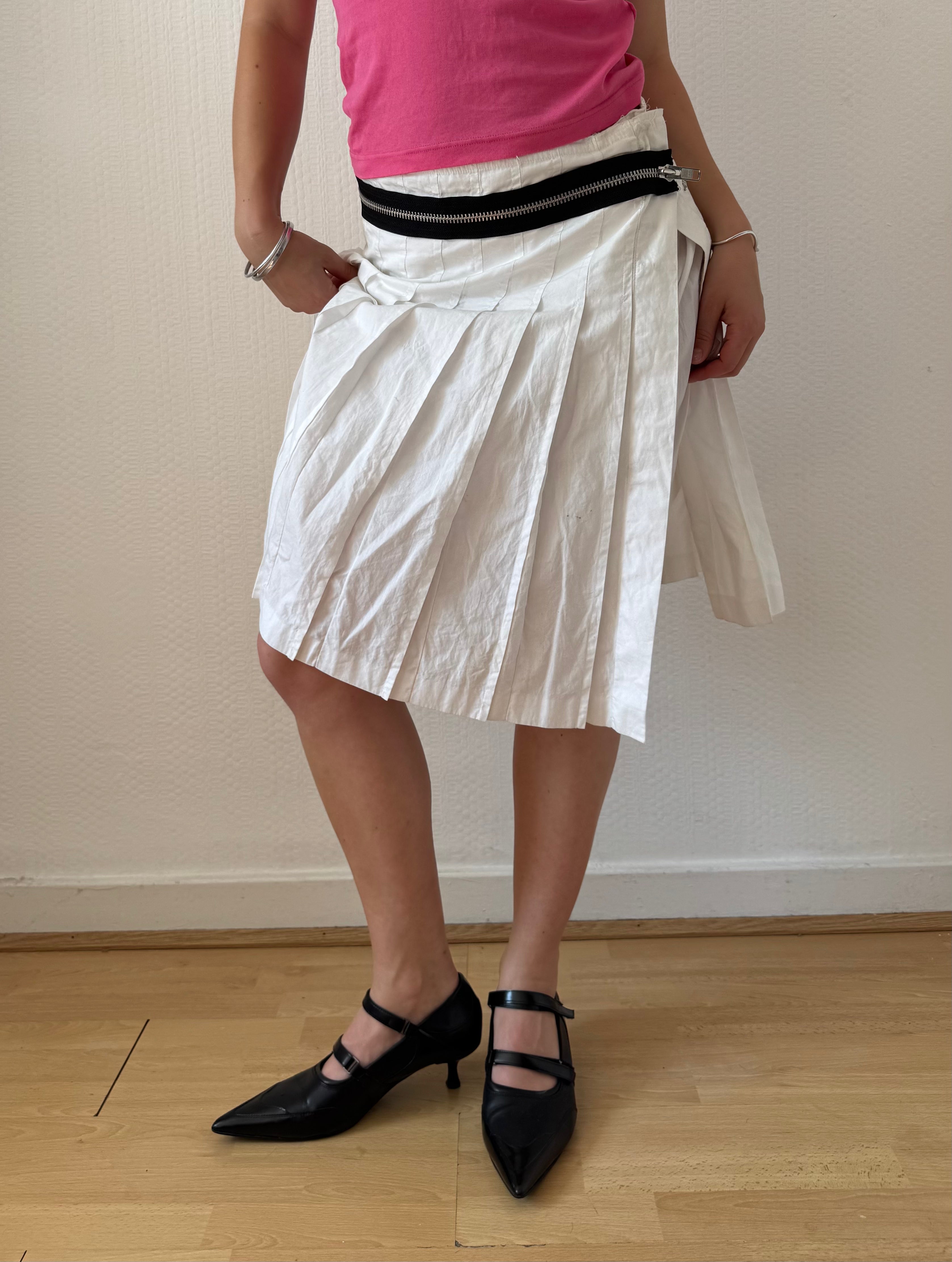 F/W 2003 Zip Detail Pleated Midi Skirt