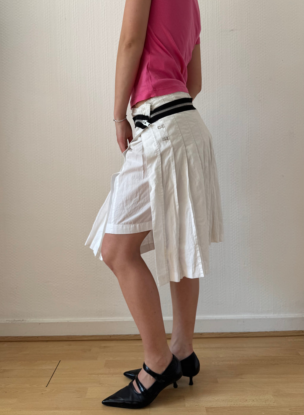 F/W 2003 Zip Detail Pleated Midi Skirt