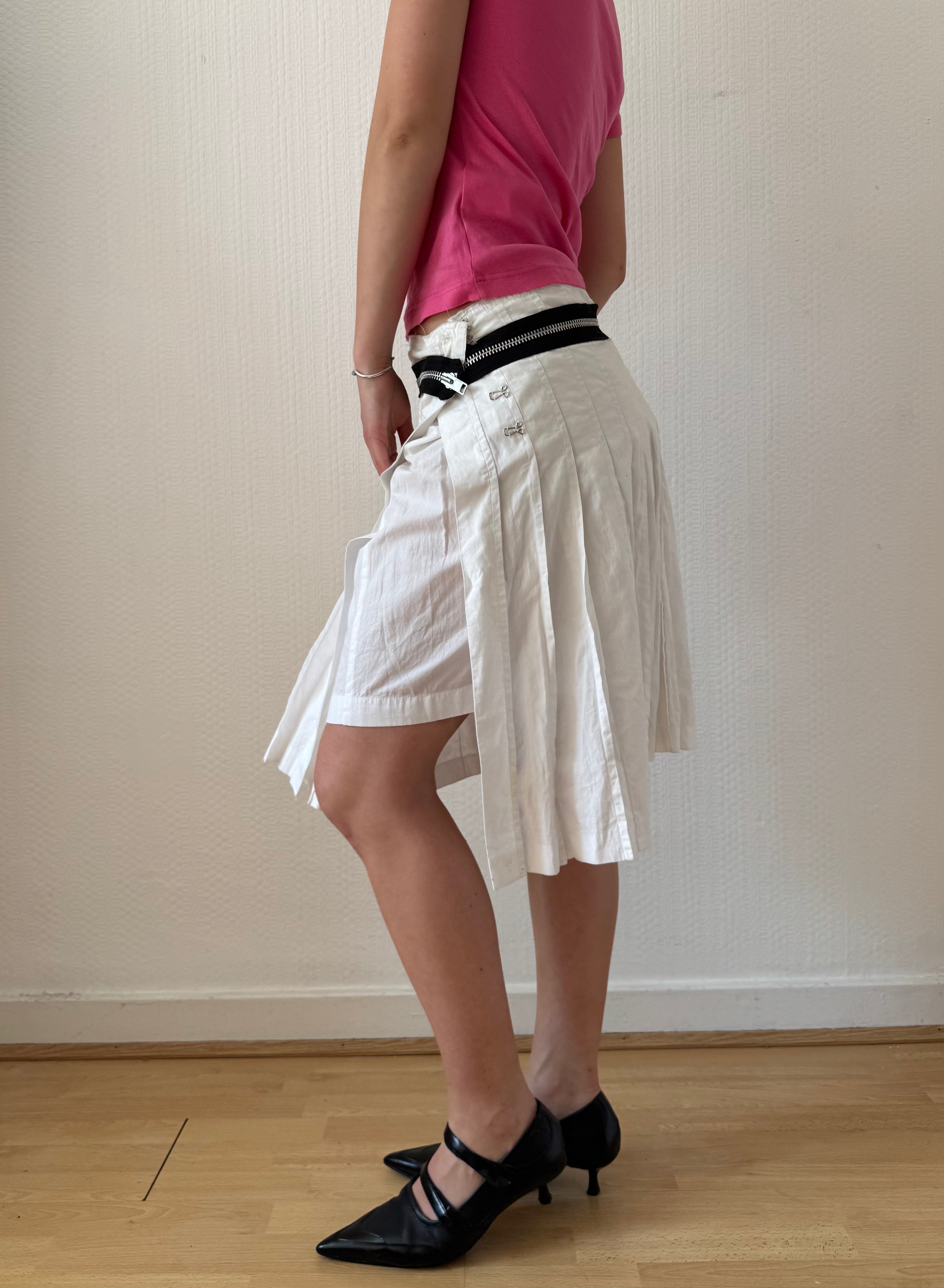 F/W 2003 Zip Detail Pleated Midi Skirt
