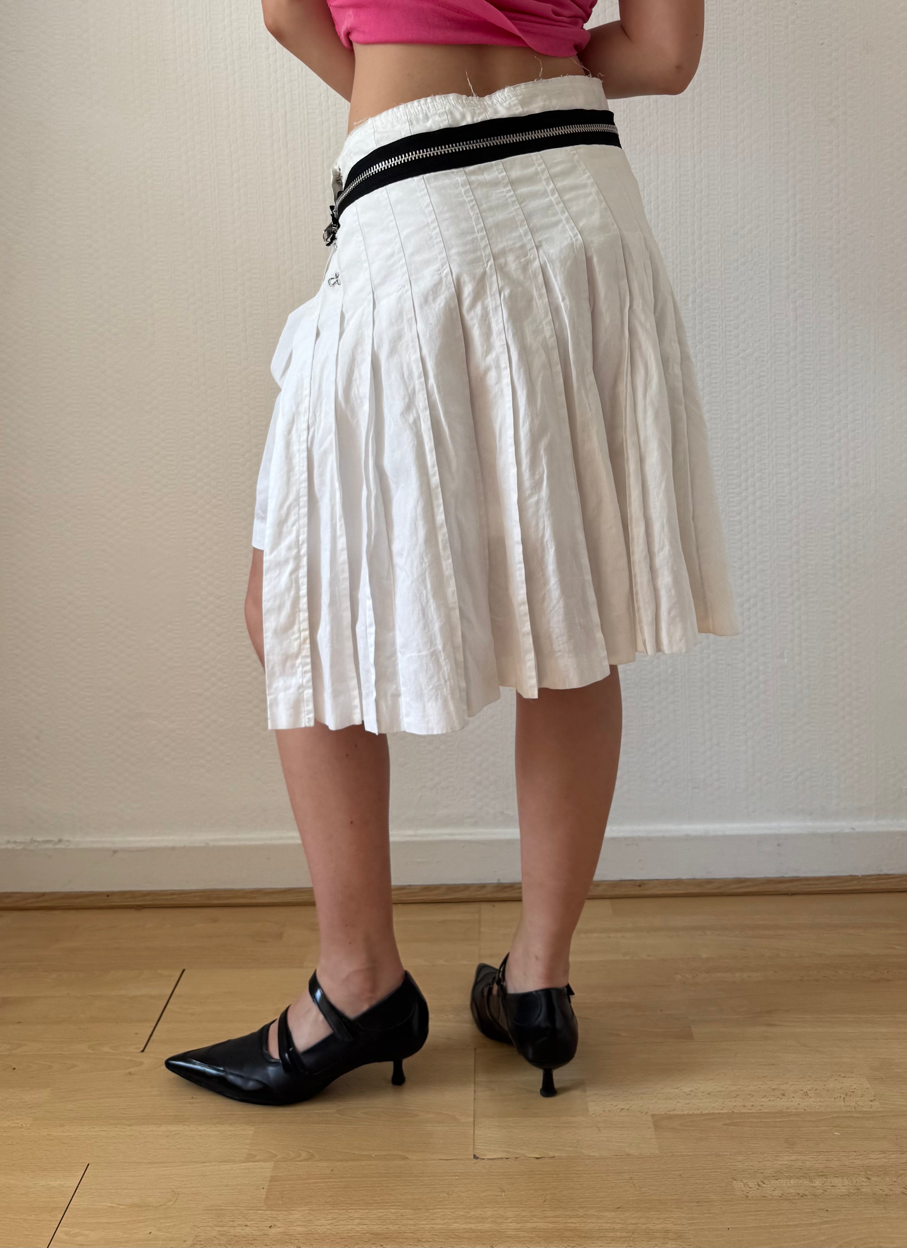 F/W 2003 Zip Detail Pleated Midi Skirt